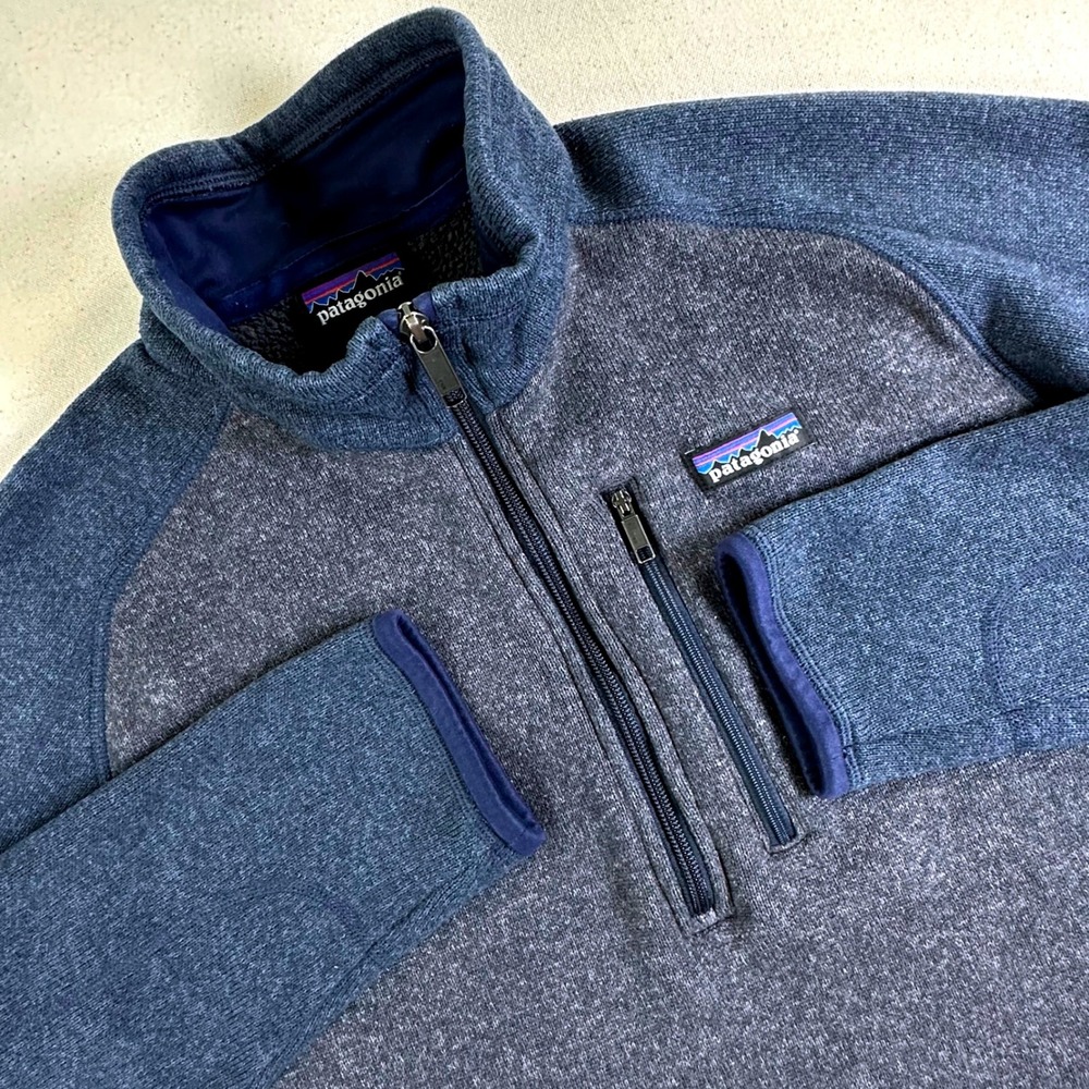 Patagonia Worn Wear 1/4 Zip Pullover Mens Large Navy Blue Heather 25522